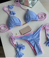 Women's White Bikini Low Waist Lace-up Swimsuit Two-piece Set Swimwear - The Clothing Company Sydney