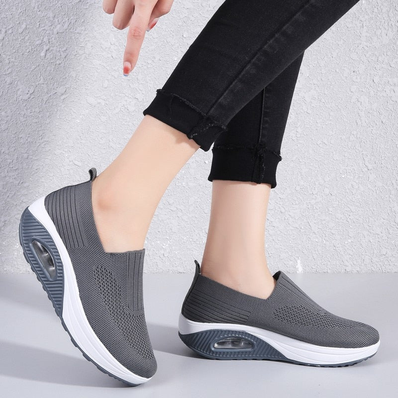 Summer Women's Fashion Vulcanized Sneakers Platform Solid Colour Flat Ladies Shoes Casual Breathable Wedges Ladies Walking Sneakers The Clothing Company Sydney