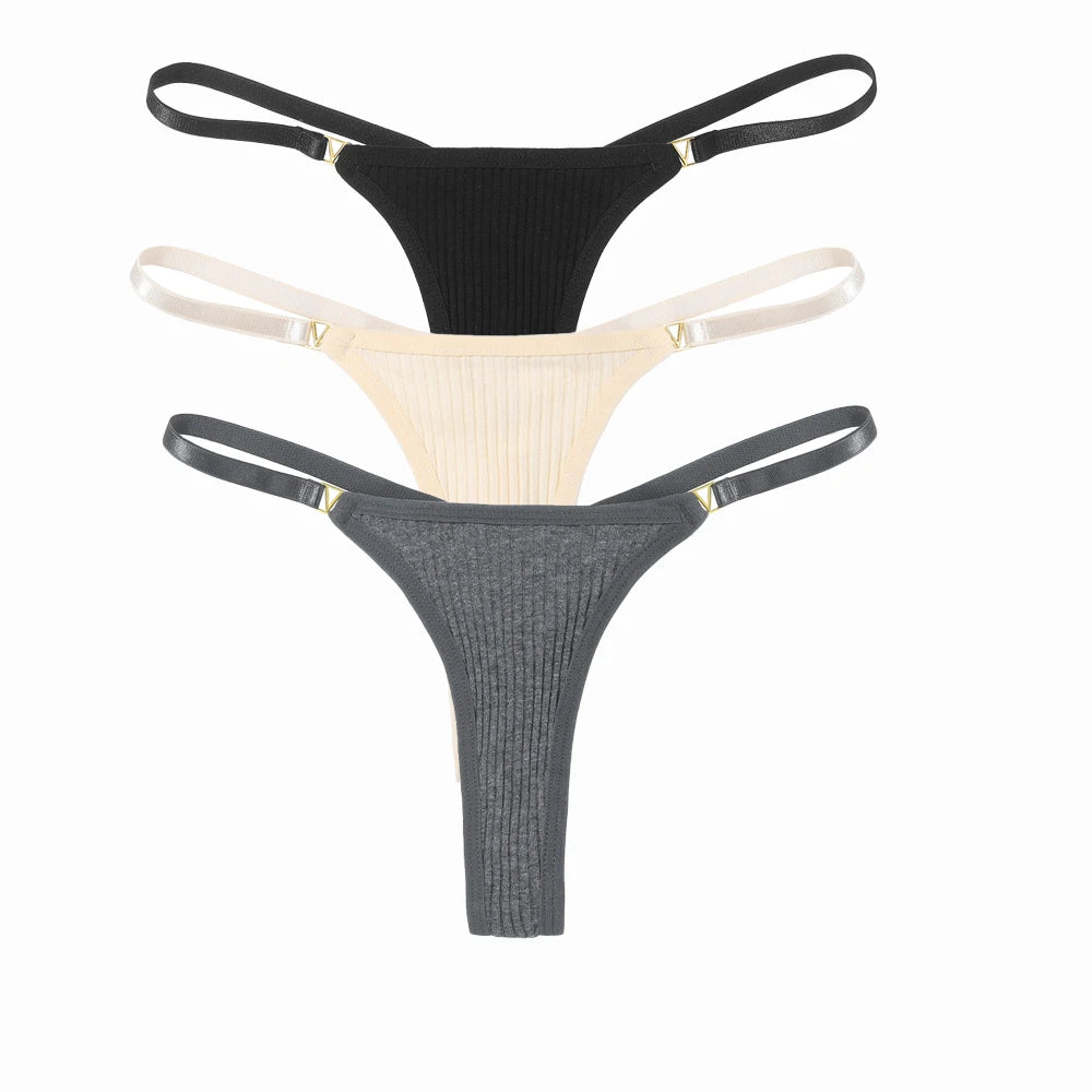 3 Pack Set Women's Panties Cotton Thongs Low Rise G String Solid Color Seamless Female Underpants Lingerie Underwear The Clothing Company Sydney