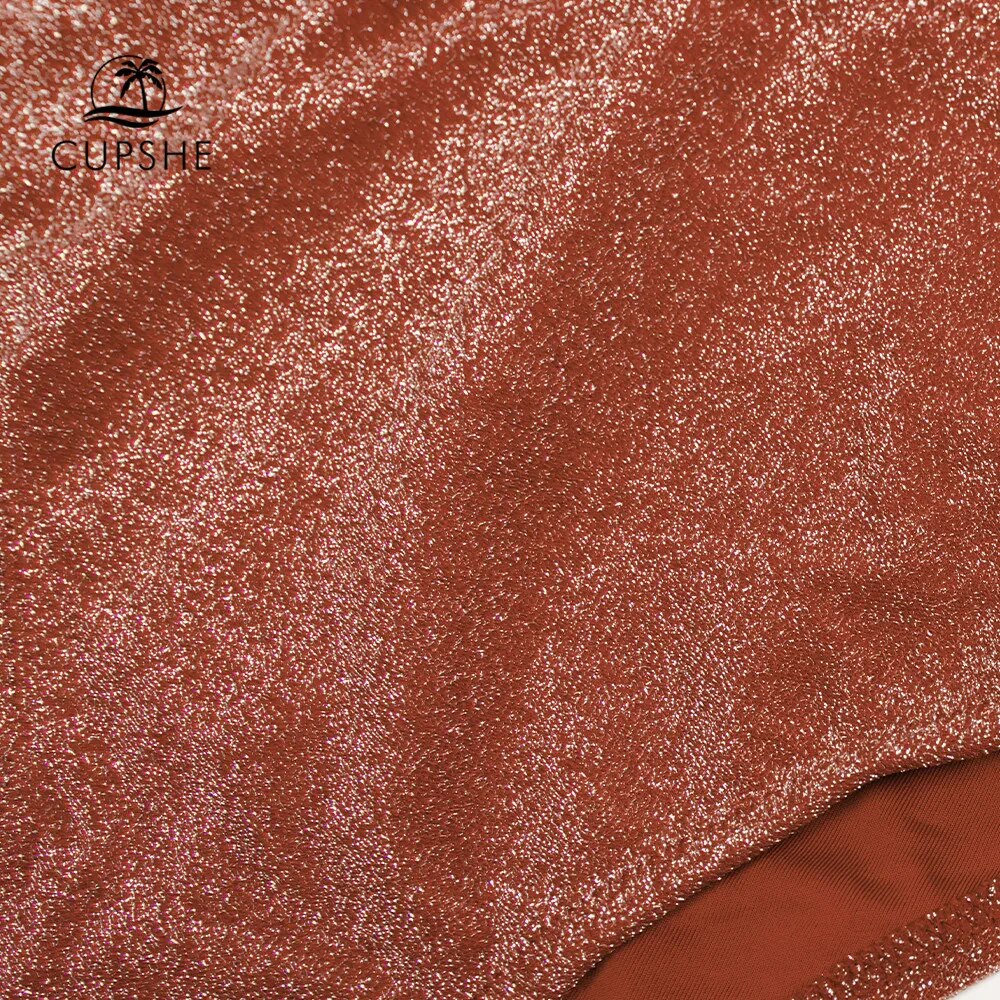 2 Piece Shiny Brick Red High Waist Bikini Sets Swimsuit  V-neck Two Pieces Beachwear Bathing Suit Swimwear The Clothing Company Sydney