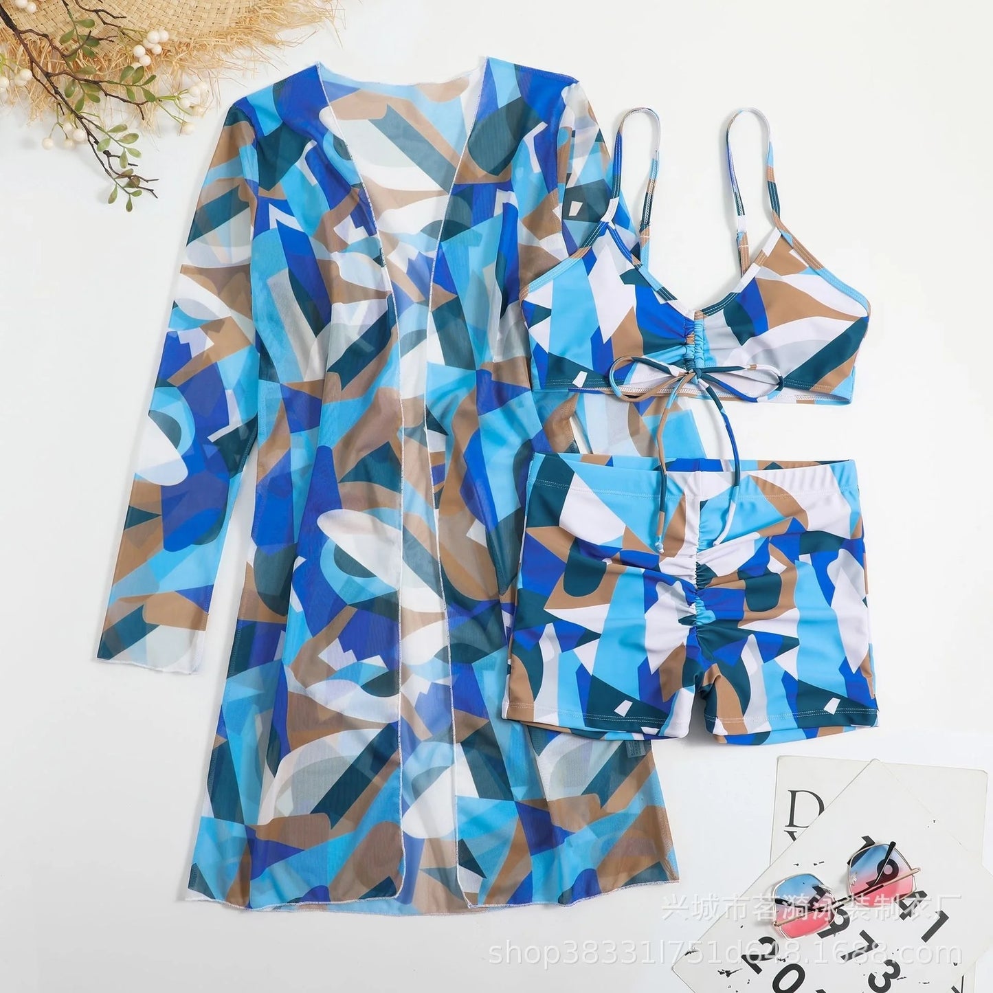3 Piece Summer Print Swimsuits Tankini Sets Swimwear Beach Wear Bathing Suits Pool Women's Swimming Suit - The Clothing Company Sydney
