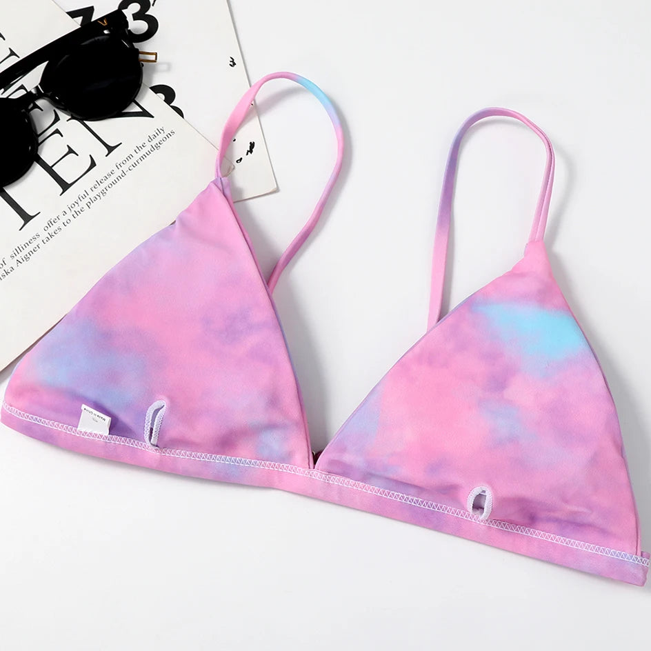 2 Piece Micro Women Swimsuit Tie Dye Mini Thong Bikinis Sets Brazilian Swimming for Women Swimwear Bathing Suits - The Clothing Company Sydney