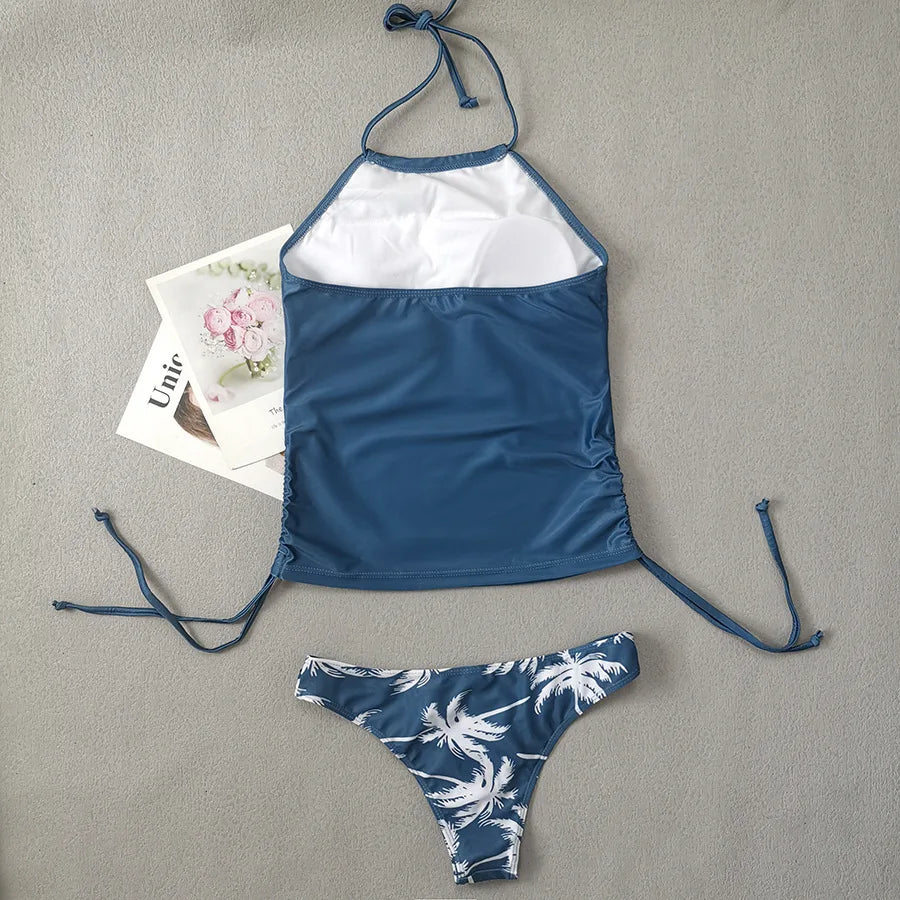 2 Piece Print Tankini Set Tied Halter Swimsuit Women Swimwear Summer Backless Beach Bathing Suit Bikii The Clothing Company Sydney