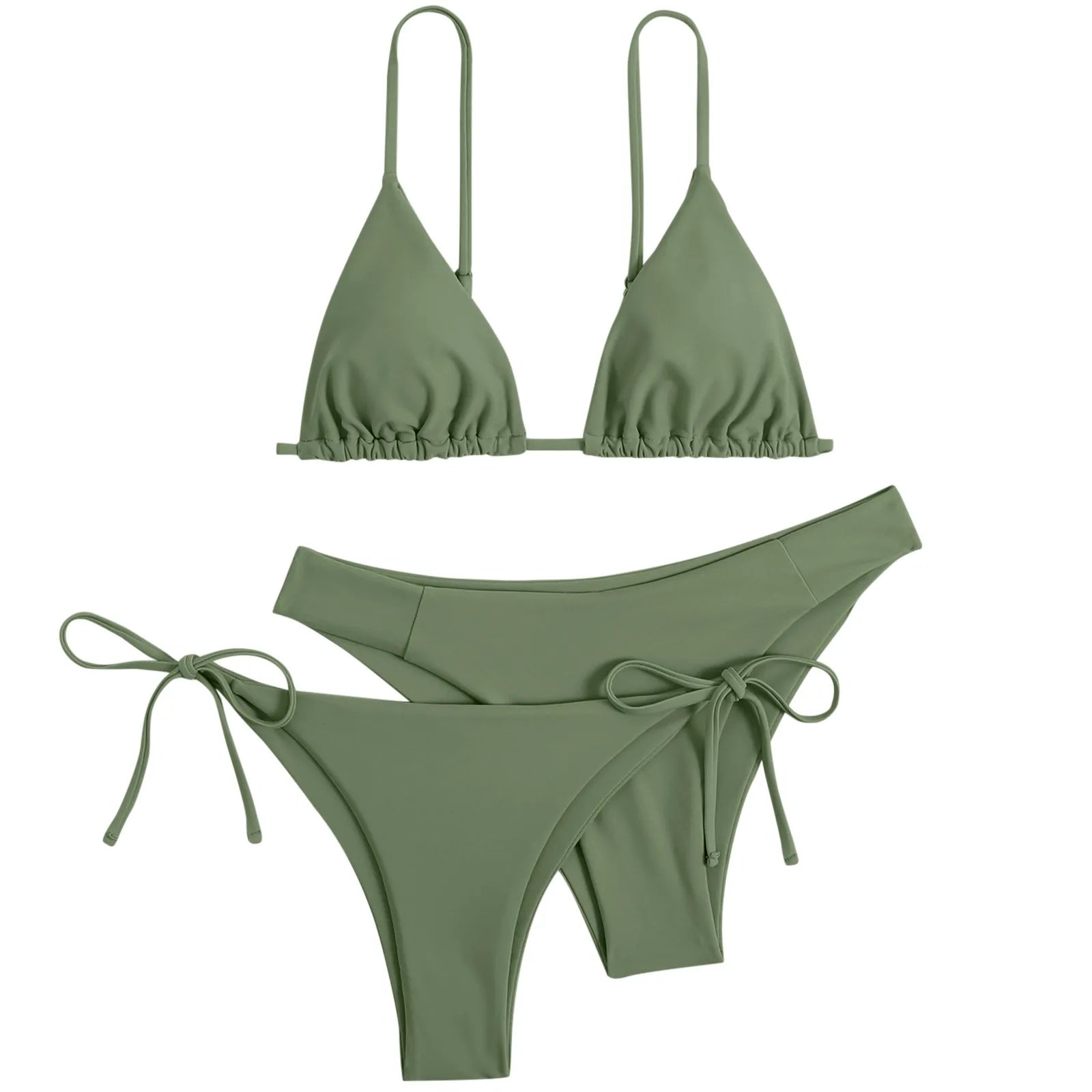 3 Piece Bikini Set Women Solid Blue Purple Push Up Bandage Triangle Swimsuit Brazilian Beach Bathing Suit Swimwear - The Clothing Company Sydney