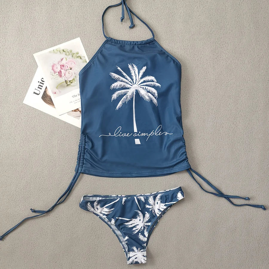 2 Piece Print Tankini Set Tied Halter Swimsuit Women Swimwear Summer Backless Beach Bathing Suit Bikii The Clothing Company Sydney