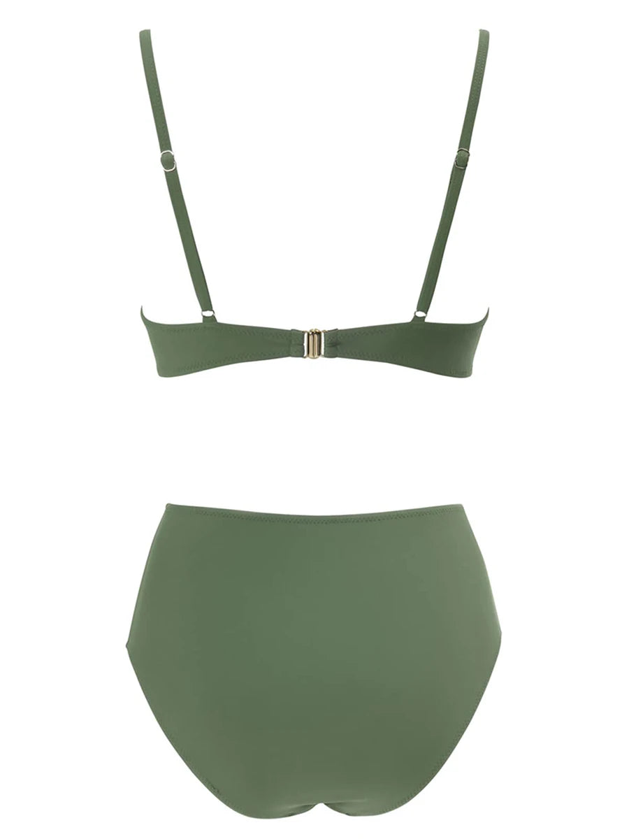 Cross Frill Bikinis Women Swimwear Print High Waist Swimsuit Beachwear Bathers Bathing Swimming Swim Suit The Clothing Company Sydney