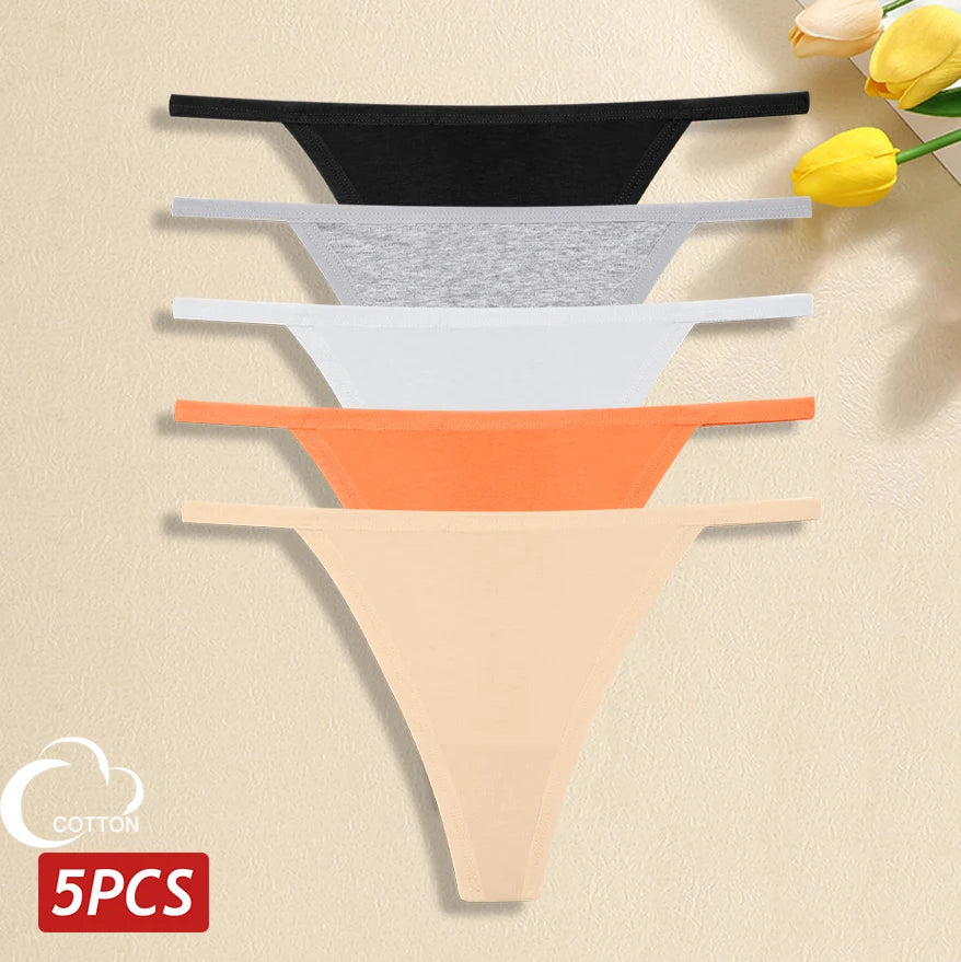 5 Pack Women's Cotton Panties Underwear Low Waist G-String Thongs Breathable Lingerie Set The Clothing Company Sydney