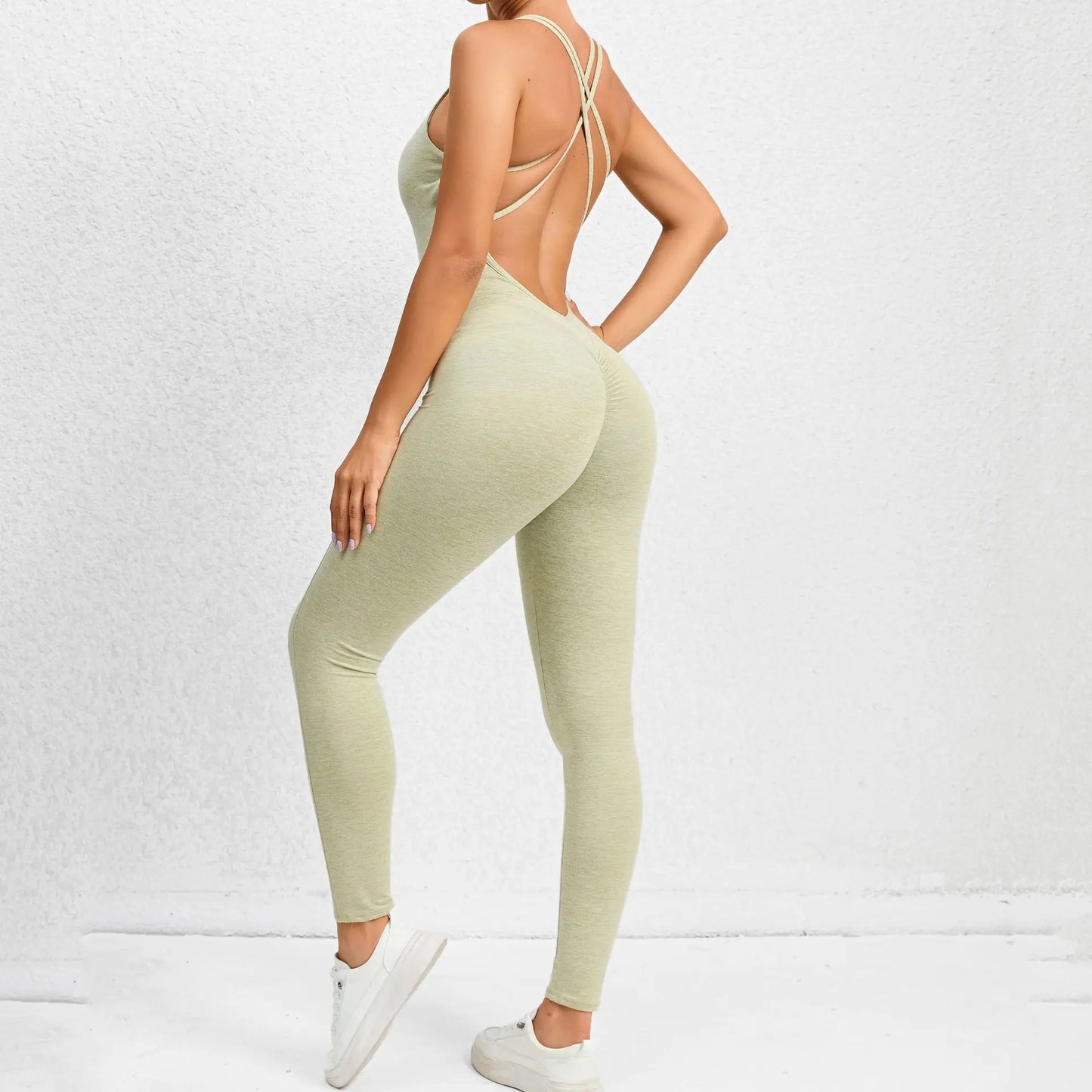 One Piece Backless Bodycon Scrunch Jumpsuit Women Dance Fitness Overalls Push Up Sleeveless Yoga Sport Jump Suit The Clothing Company Sydney
