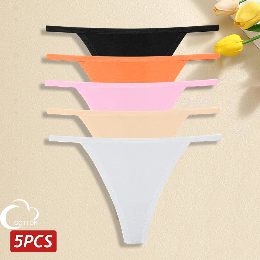 5 Pack Women's Cotton Panties Underwear Low Waist G-String Thongs Breathable Lingerie Set The Clothing Company Sydney