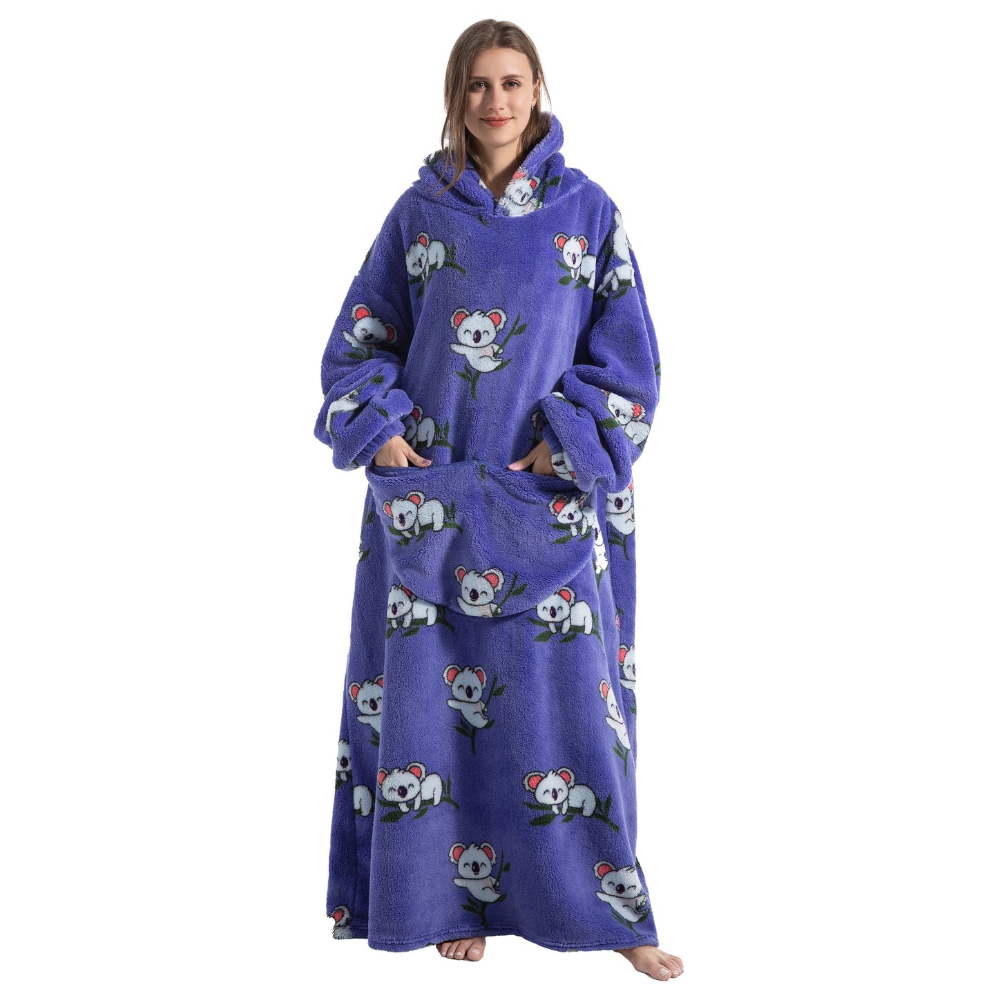 Super Long Hoodie Blanket Flannel Blanket with Sleeves Winter Hooded Sweatshirt Pullover Giant Oversized Blanket The Clothing Company Sydney