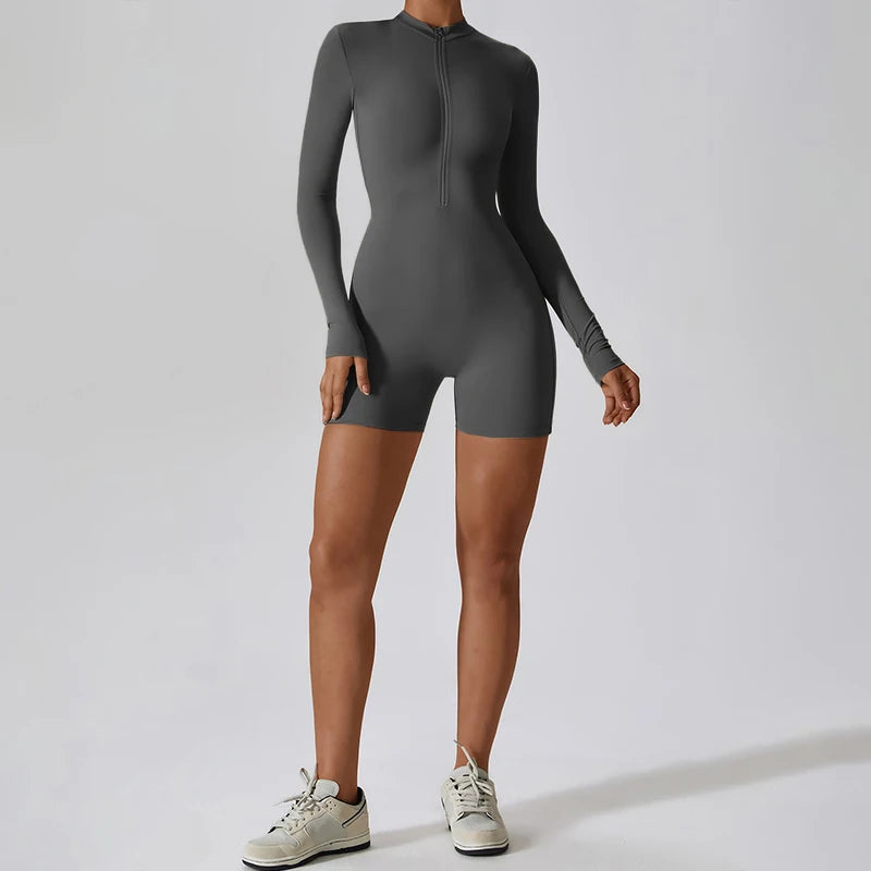 Summer Zipper Workout Jumpsuit Sports Overalls Women Gym Clothing Running Fitness Suits Gym Tracksuit Short Sportswear Yoga Set The Clothing Company Sydney
