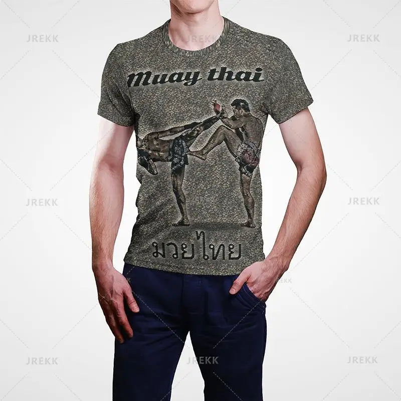 Muay Thai Gym Graphic T Shirt For Men Women Kids 3D Thai Boxing Sports Tee Shirts Streetwear Short Sleeves Quick Dry Top - The Clothing Company Sydney