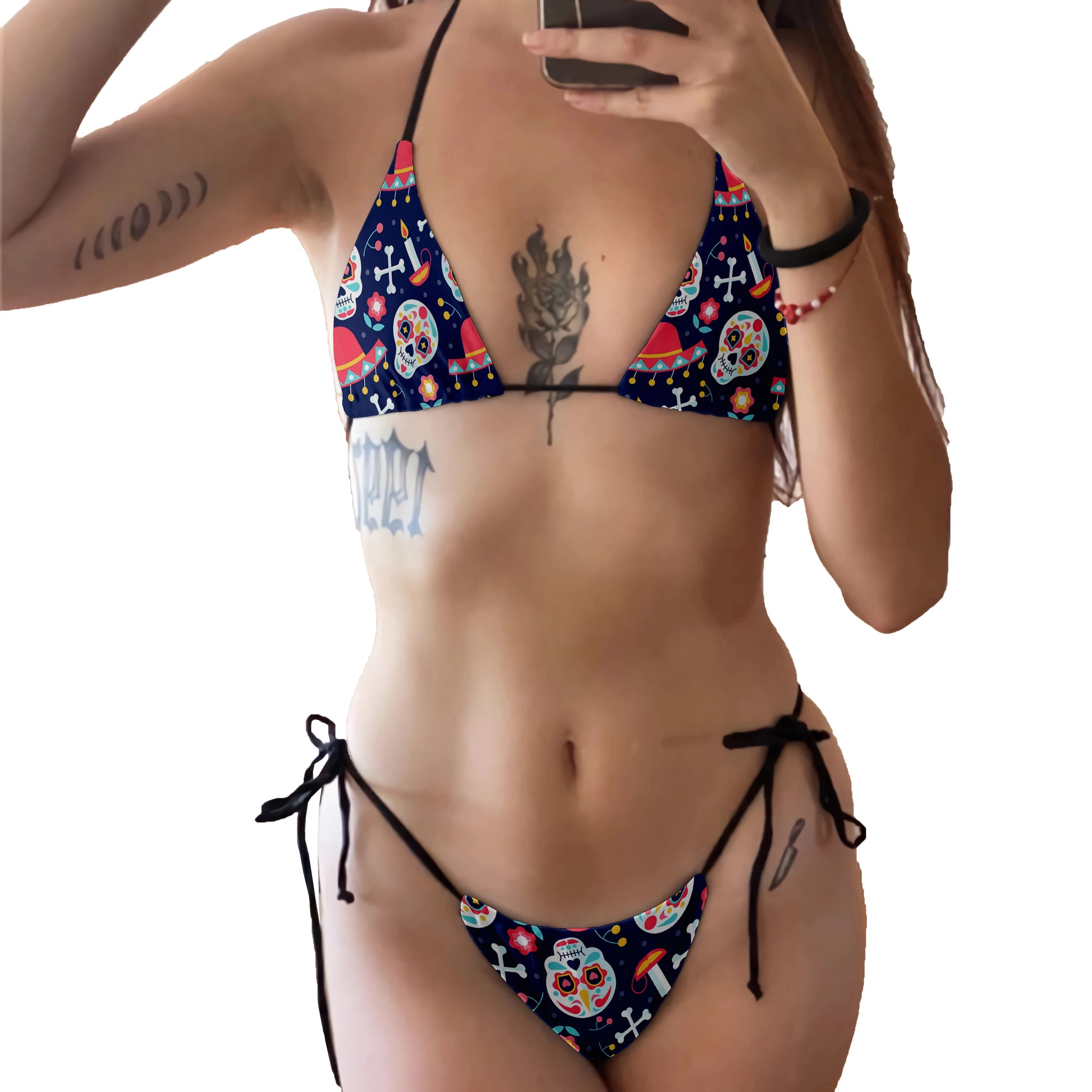 2 Piece Bikini Set Women Backless Low Waist Skull Pattern Printed Swimsuit Beach Surfing Vacation Swimwear - The Clothing Company Sydney