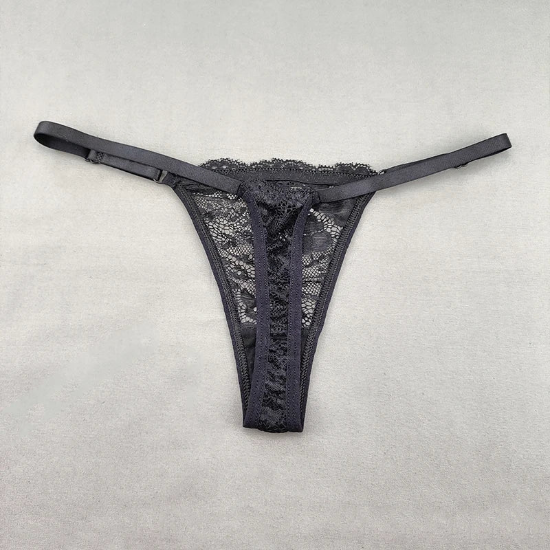 3 Pack Women's Lace Hollow Out Thongs Thin Sheer G-Strings Ultra-low Rise Seamless Panties Perspective Bow Knickers - The Clothing Company Sydney