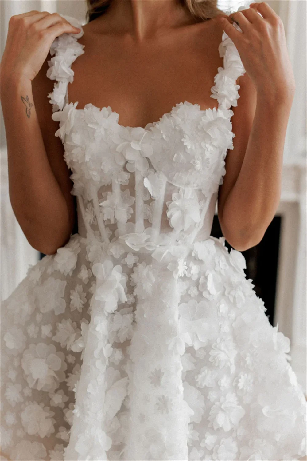 White Mini Prom Dresses Flower Lace Embroidery Evening Dress Sleeveless Lace-up Spaghetti Strap Party Dress The Clothing Company Sydney
