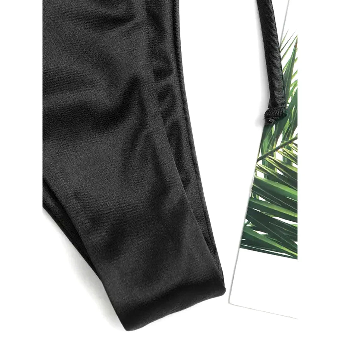 Side Tie Satin High Leg Cut Brazilian Bikini Swimwear Swimsuit Two piece Bikini set Bather Bathing Suit - The Clothing Company Sydney