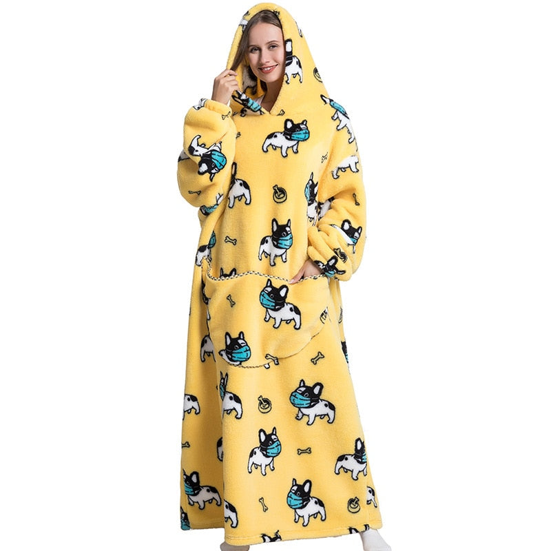 Super Long Hoodie Blanket Flannel Blanket with Sleeves Winter Hooded Sweatshirt Pullover Giant Oversized Blanket The Clothing Company Sydney