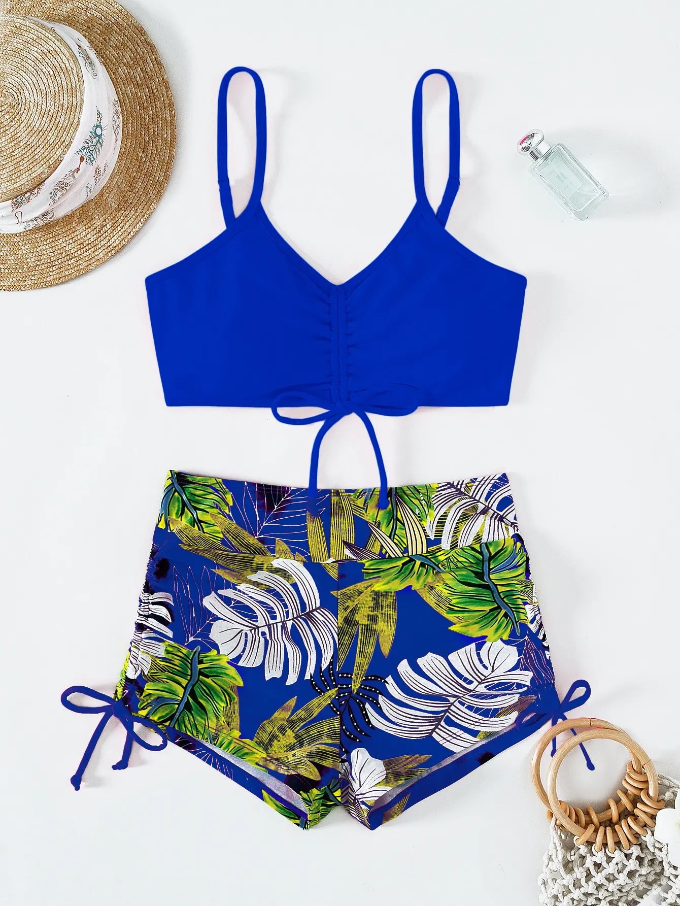 2 Piece Drawstring Front Shorts Bikinis High Waist Swimsuit Women Swimwear Bathers Bathing Swimming Swim Suit Beachwear - The Clothing Company Sydney