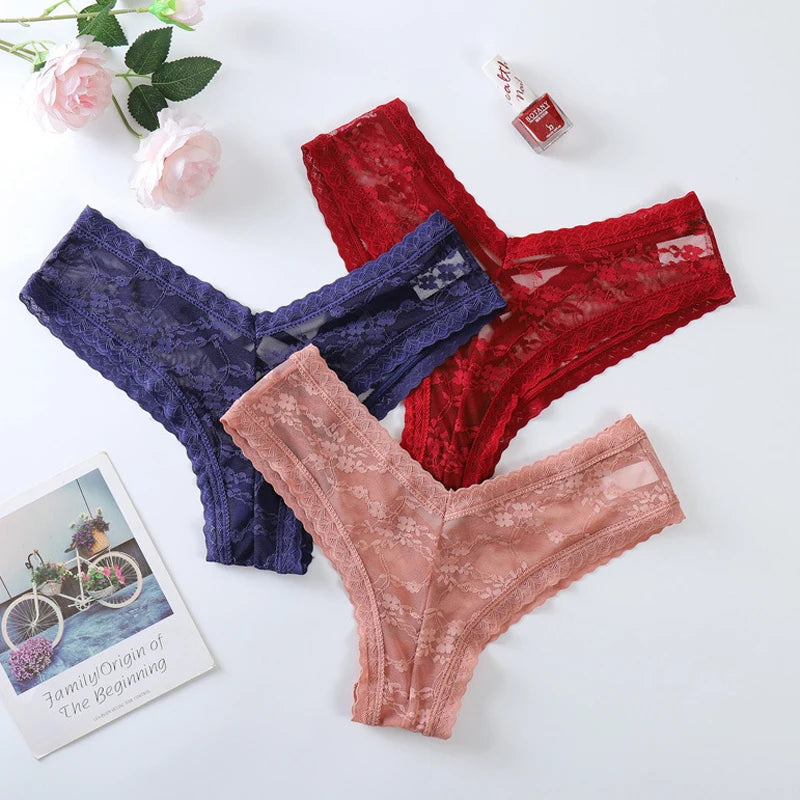 Women's Lace Underwear Low-Waist G String Hollow Out Cross Belt Thong Solid Comfortable LingeriePanties The Clothing Company Sydney