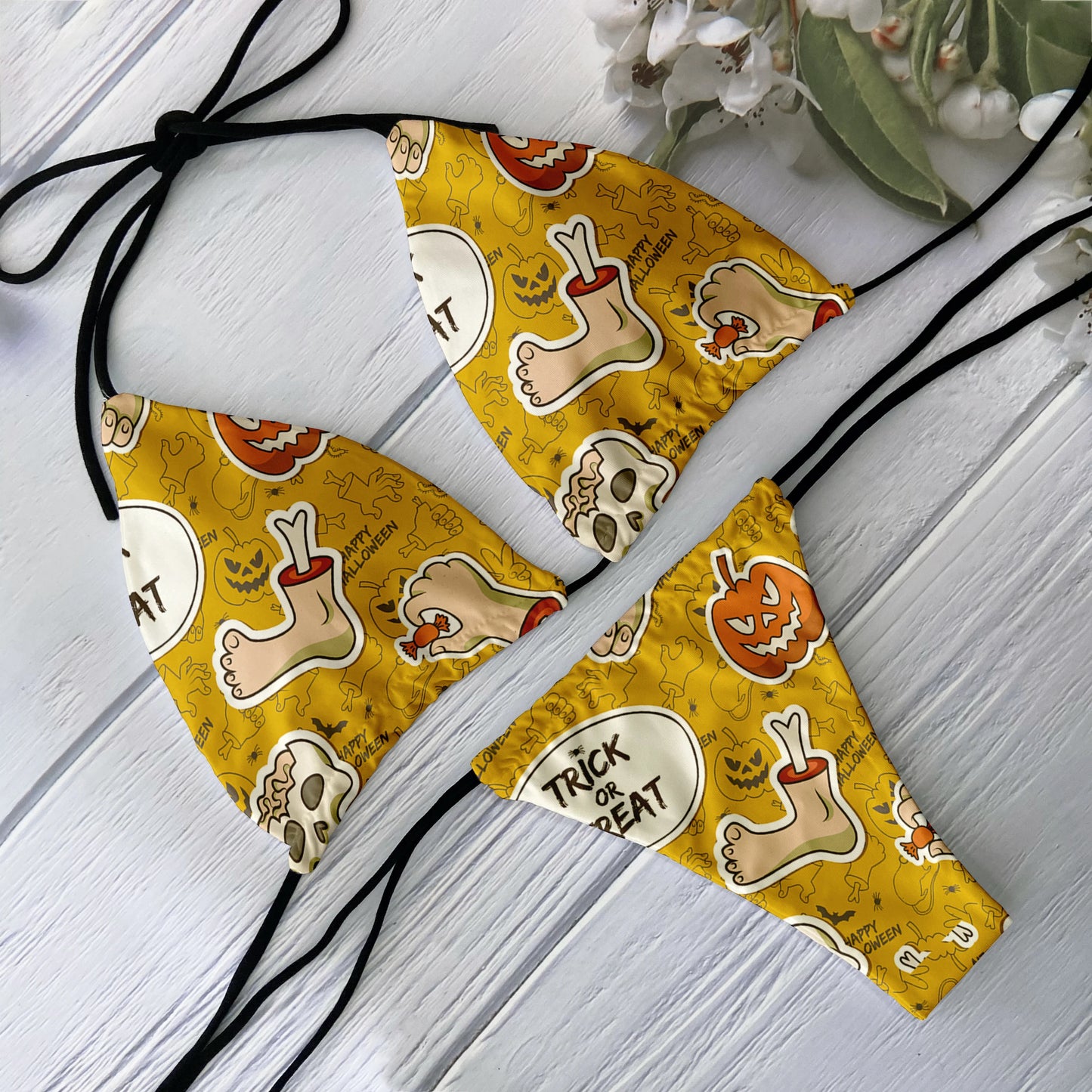 2 Piece Bikini Set Women Backless Low Waist Skull Pattern Printed Swimsuit Beach Surfing Vacation Swimwear - The Clothing Company Sydney