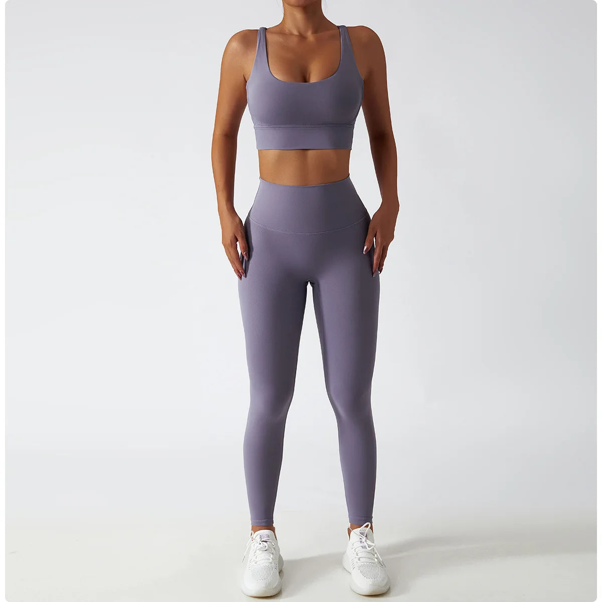 Women's Sports Set Yoga Clothing Gym High Waist Running Pants Sport Bra Suit for Fitness Sportswear Workout 2 Piece Matching Set The Clothing Company Sydney