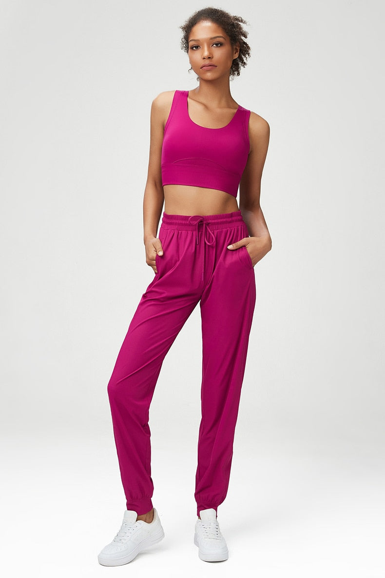 Two Piece Workout Yoga Suit Women Solid Color Breathable Running Sportswear SBra Joggers Pants Athletic Wear Gym Clothes The Clothing Company Sydney