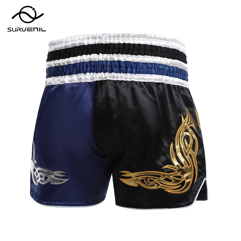 Muay Thai Shorts Men's Women's Boxing Shorts Child Embroidery Satin Kickboxing Pants Combat Grappling Cage Fighting MMA Shorts - The Clothing Company Sydney