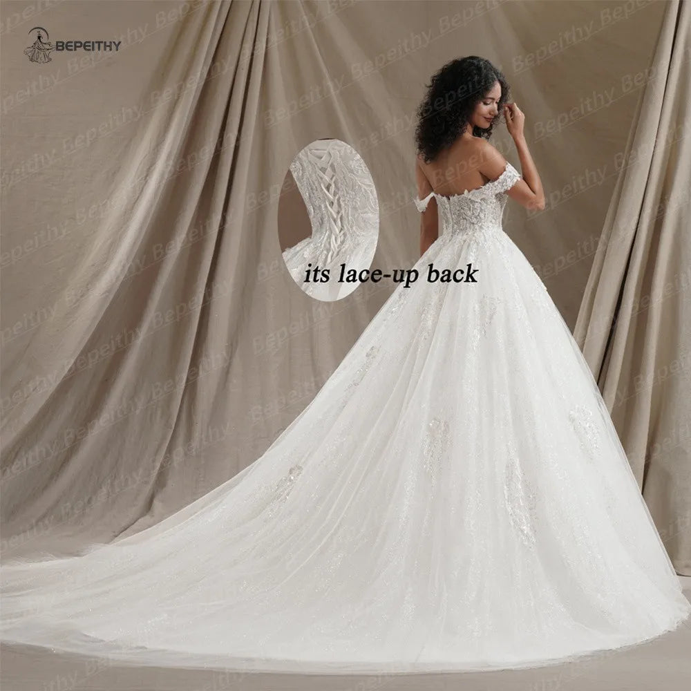 Customized Sweetheart Glitter Princess Wedding Dresses Off Shoulder Ivory Bride Sleeveless Bridal Gown The Clothing Company Sydney