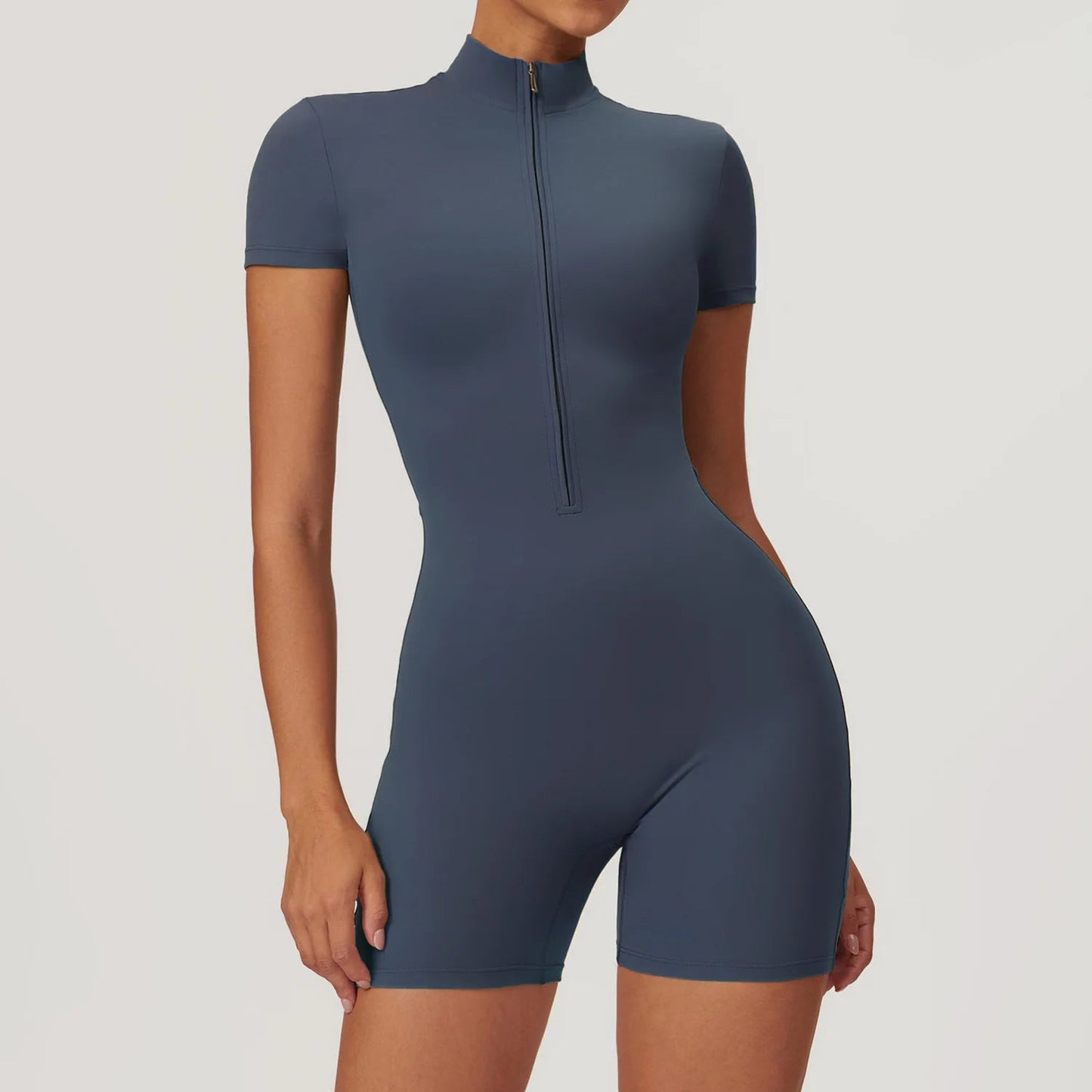 One Piece Jumpsuit Summer Short Sleeve Zipper Sports Wear Gym Fitness Bodysuits Women Dance Running Workout Clothes Yoga Suit The Clothing Company Sydney