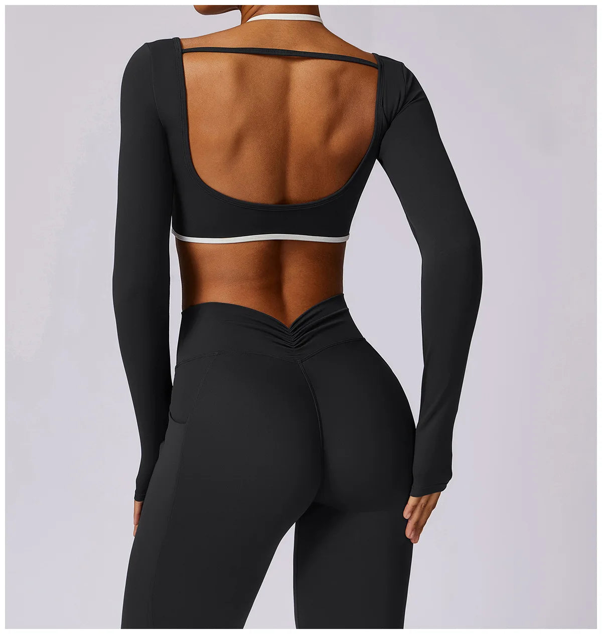 2 Piece Womens Tracksuit Yoga Set Workout Sportswear Gym Clothing Fitness Long Sleeve Crop Top High Waist Leggings Sports Suits - The Clothing Company Sydney