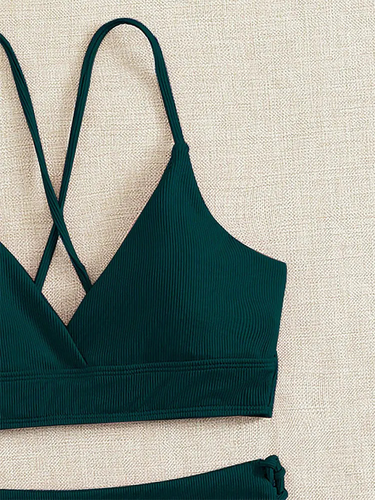 V-Neck Split Bikini Set for Women Swimsuit Lace Up Triangular Beach Swimwear Bathing Suit The Clothing Company Sydney