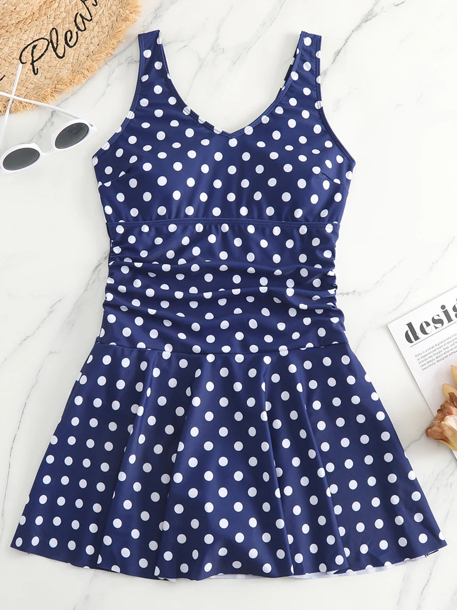 Printed Womens One Piece Swim Dress Padded Swimwear Bathers SwimSuit Beachwear - The Clothing Company Sydney