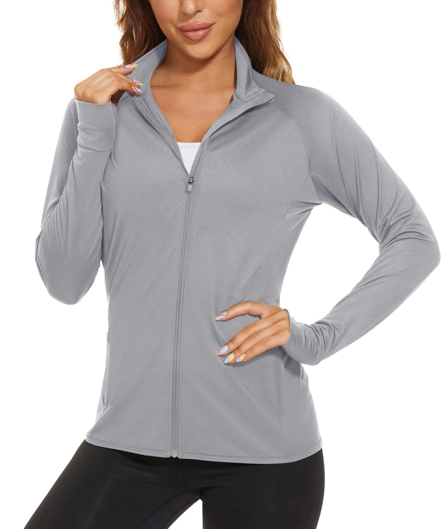 UPF 50+ Sun Protection Summer Shirts Women's Long Sleeve Shirts Full Zip Casual Jackets Zipper Pockets Golf Athlete Tops The Clothing Company Sydney