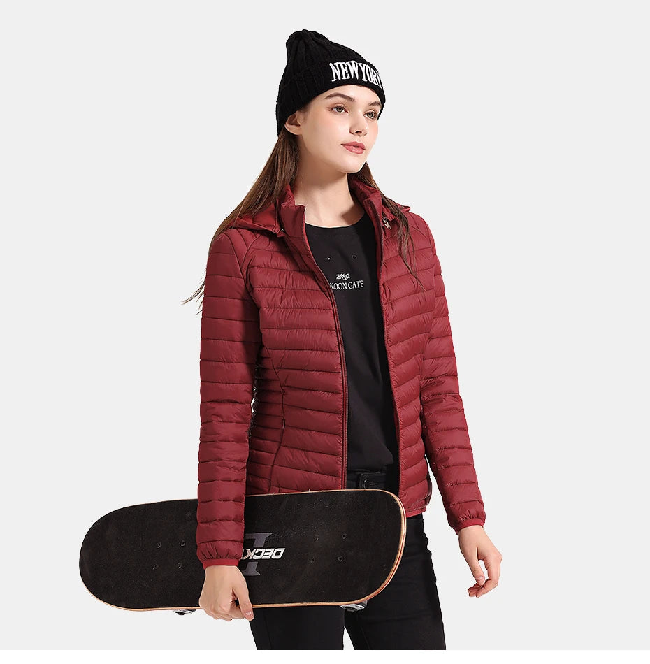Winter Parka Ultralight Padded Puffer Jacket For Women's Coat With Hood Outdoor Warm Lightweight Outwear With Storage Bag The Clothing Company Sydney