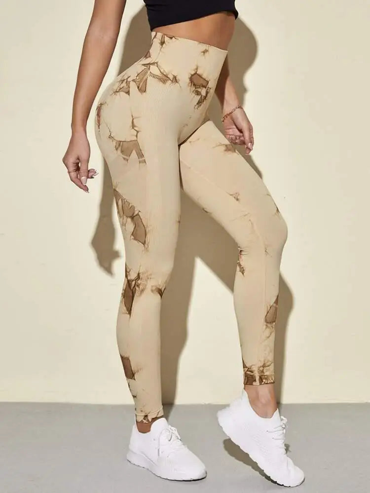 Hip Lifting Seamless Fitness Gym Leggings Tie-Dye Yoga Pants Women's Exercise Tights High Waist Workout Pants The Clothing Company Sydney