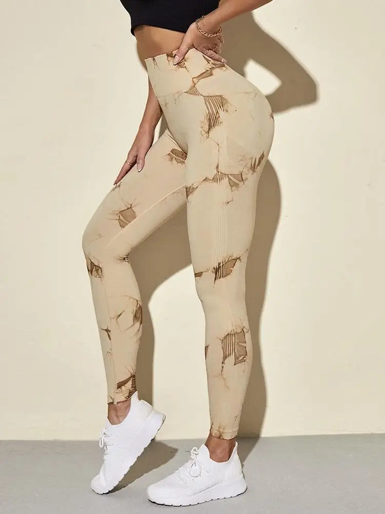 Hip Lifting Seamless Fitness Gym Leggings Tie-Dye Yoga Pants Women's Exercise Tights High Waist Workout Pants The Clothing Company Sydney