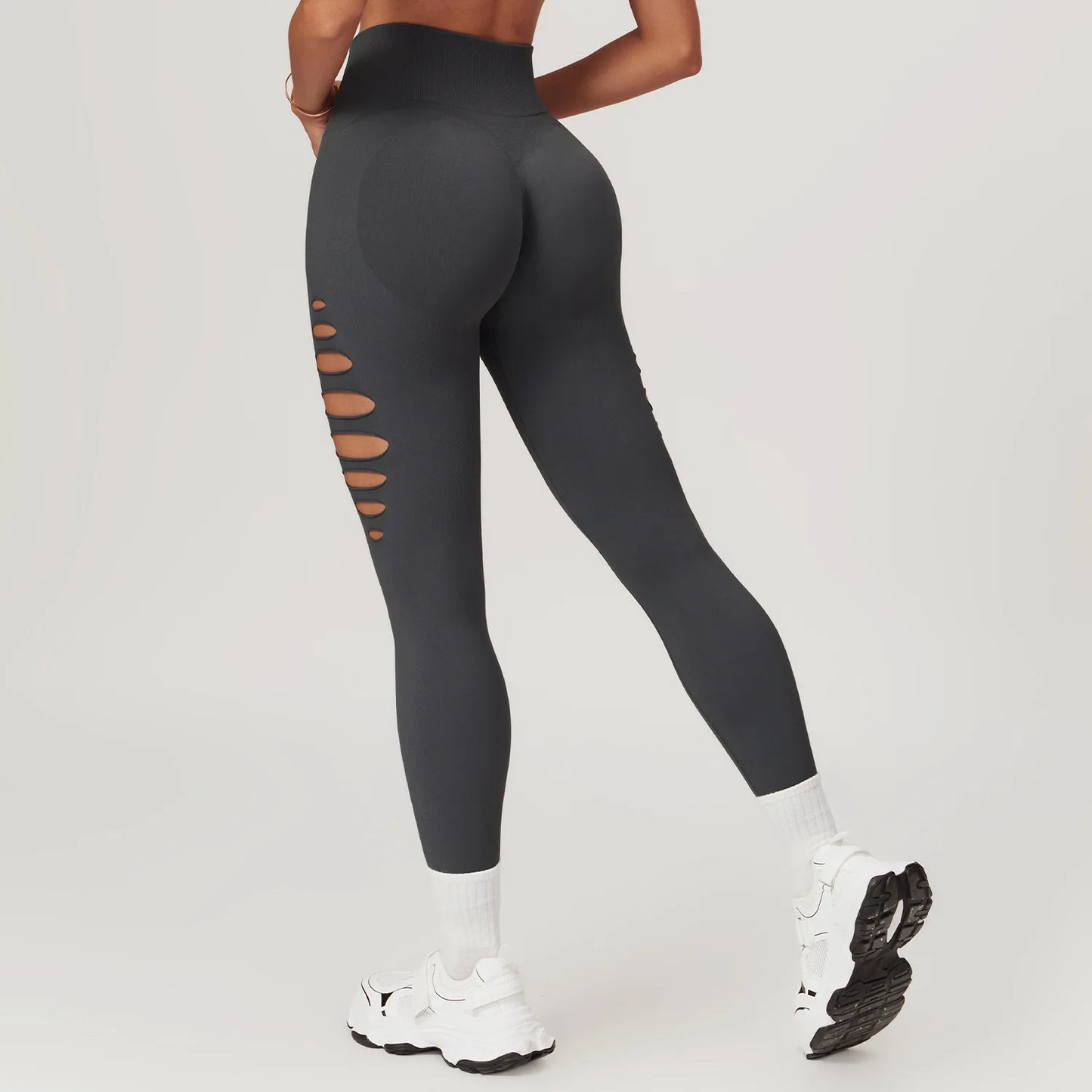 Seamless High-Waist Yoga Leggings – Hollow-Out Push-Up Workout Tights for Women - The Clothing Company Sydney