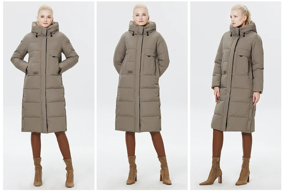 Women's Outwear Parka Super Long Warm And Windproof Zipper Cotton Coat Winter Jackets - The Clothing Company Sydney