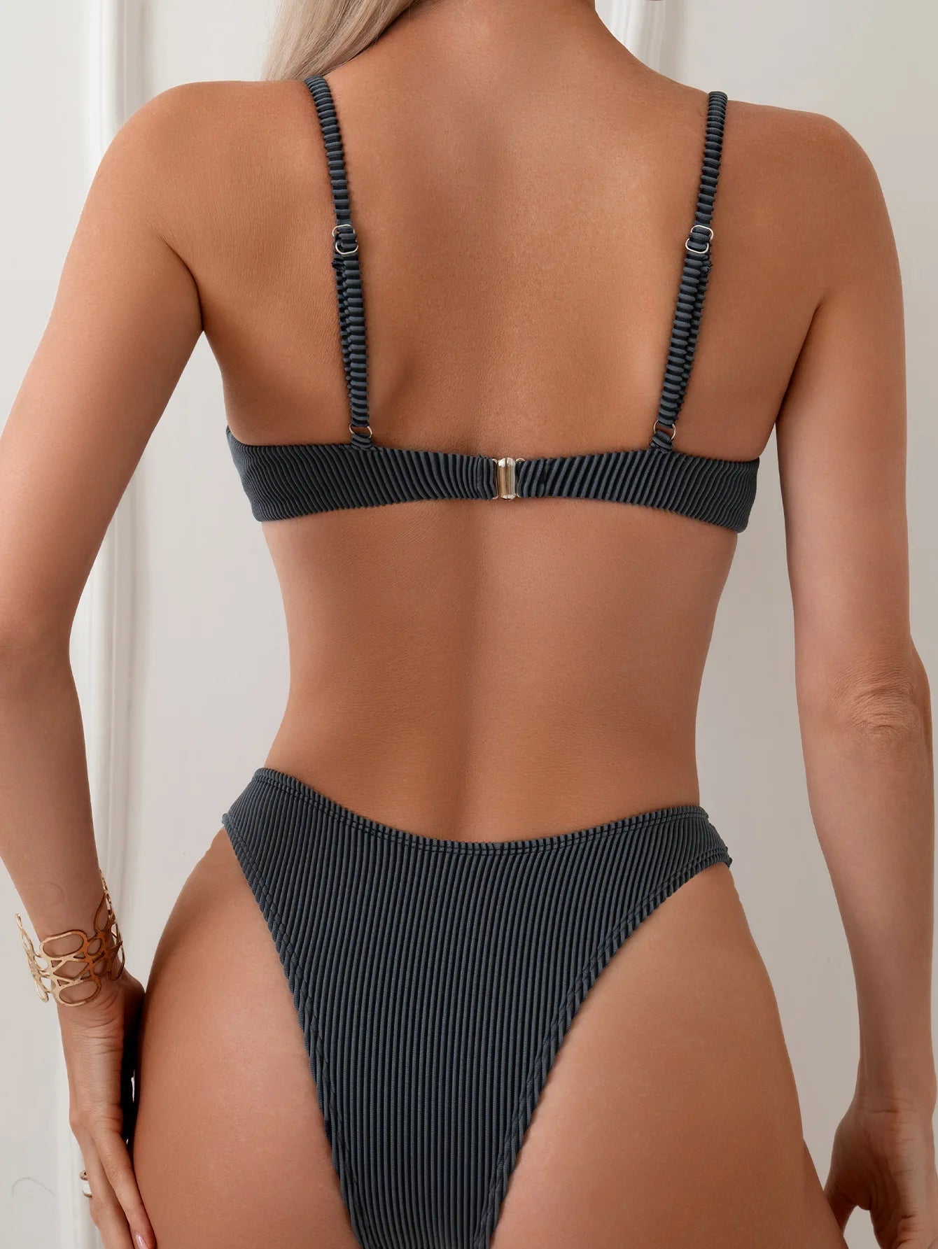 2 Piece Push Up Bikini Set Black Women Swimsuit Swimwear Thong Bathing Suit Beachwear - The Clothing Company Sydney