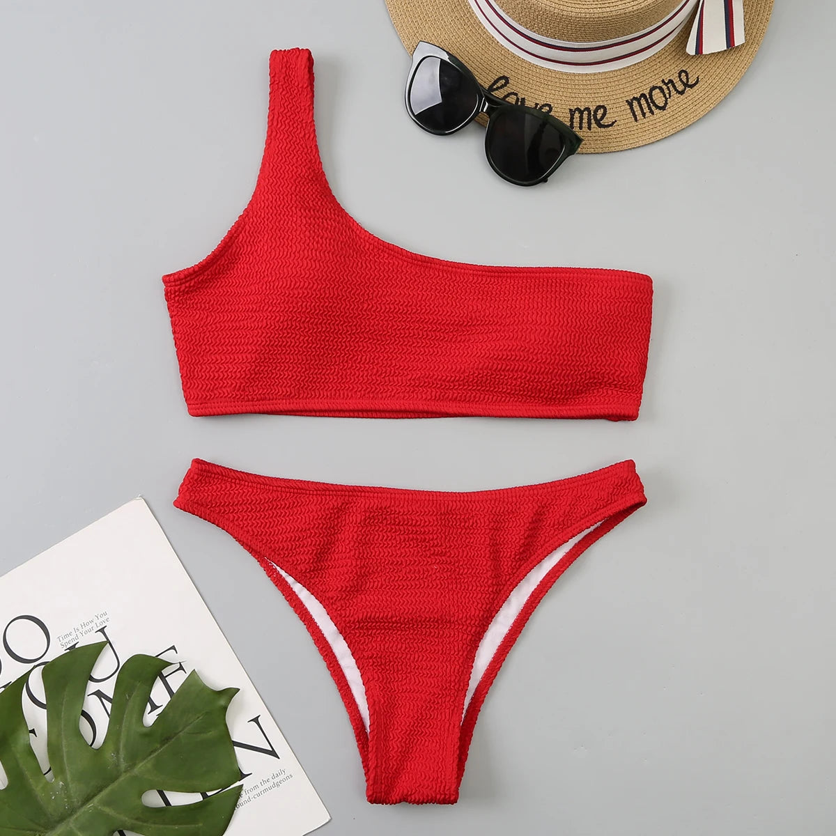 One Shoulder Bikini Women Swimwear Swimsuit Solid Beachwear Bathers Bathing Suit The Clothing Company Sydney