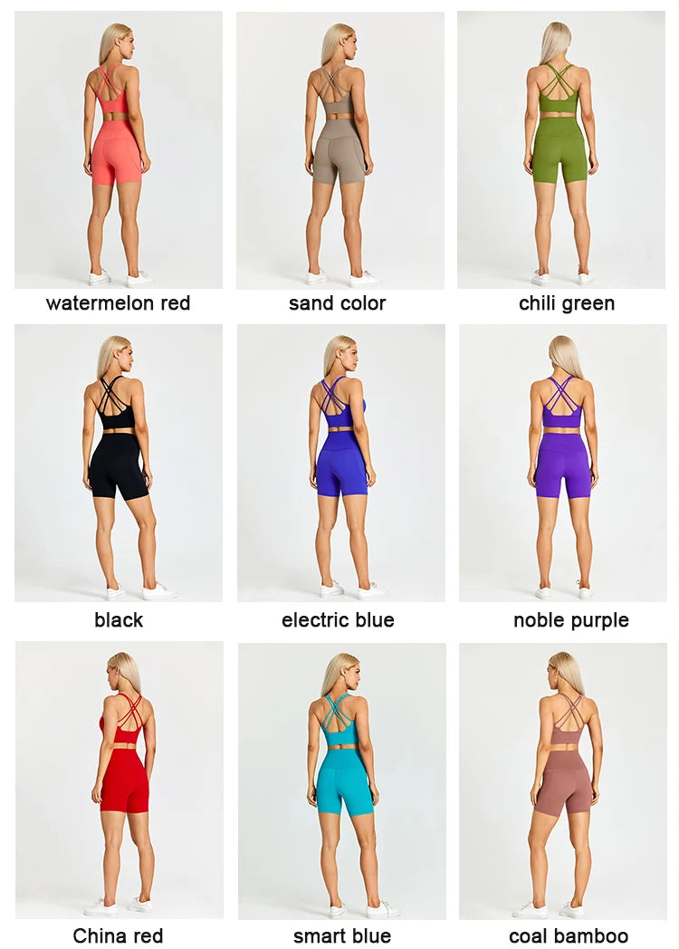 Yoga Shorts Set Women Fitness Suit 2 Piece Sports Gym Wear Workout Clothes Running Sportswear Sport Outfit The Clothing Company Sydney