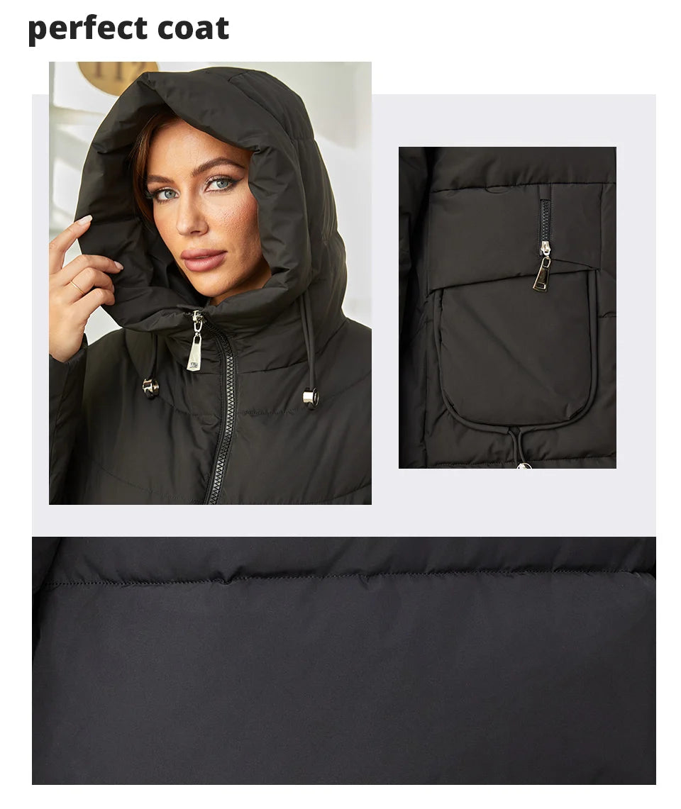 Hooded Parkas Women's Plus Size Casual Hooded Pocket Women Down Jacket Coat Outwear - The Clothing Company Sydney