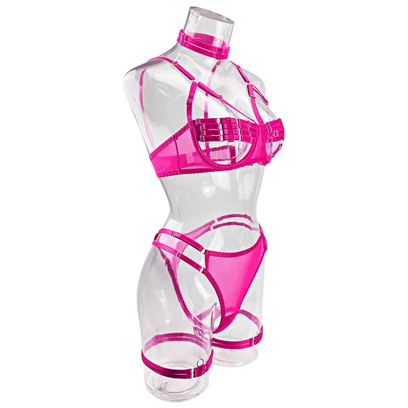 5-Piece Costume Hollow Underwear Sensual Open Bra Outfits Lingerie Set - The Clothing Company Sydney