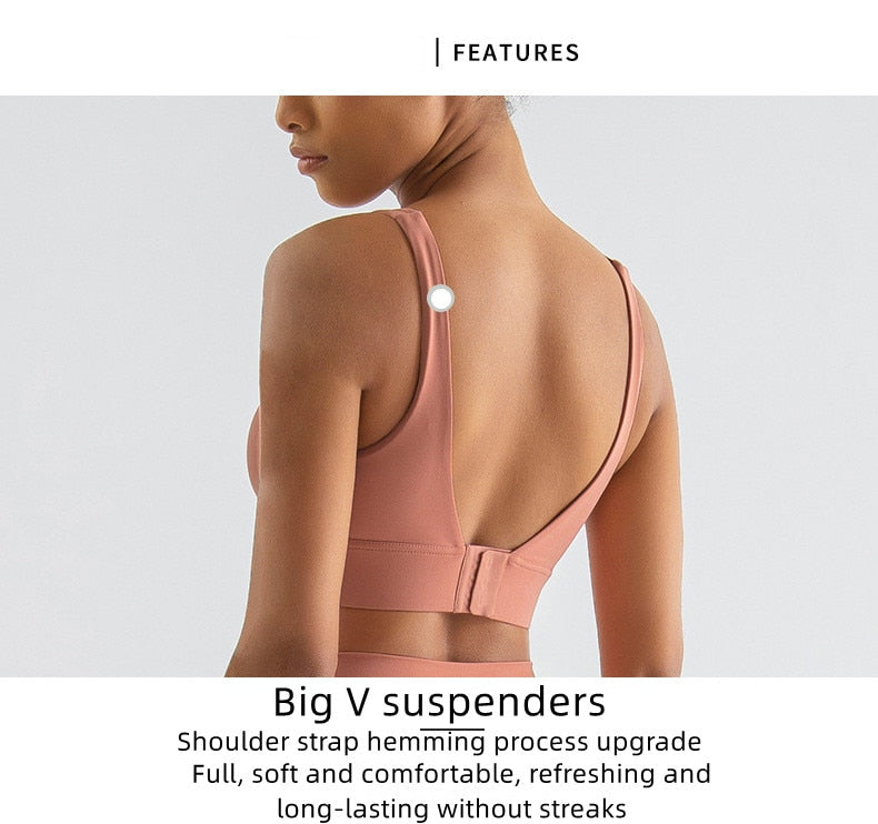 Women's Sports Bra Yoga Underwear Fixed Chest Pad Crop Tops Gym Sports Bras Shockproof Fitness Push Up Workout Bralette The Clothing Company Sydney