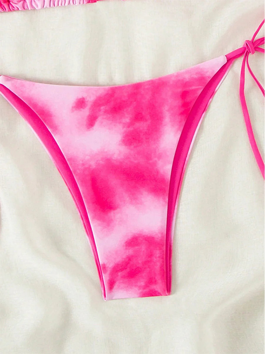 Tie Dye Mini Micro String Bikini Women Swimwear Swimsuit Two Piece Bikini Set Halter Bathing Suit The Clothing Company Sydney