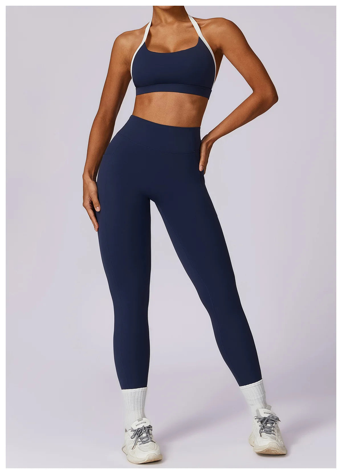 2 Piece Womens Tracksuit Yoga Set Workout Sportswear Gym Clothing Fitness Long Sleeve Crop Top High Waist Leggings Sports Suits - The Clothing Company Sydney