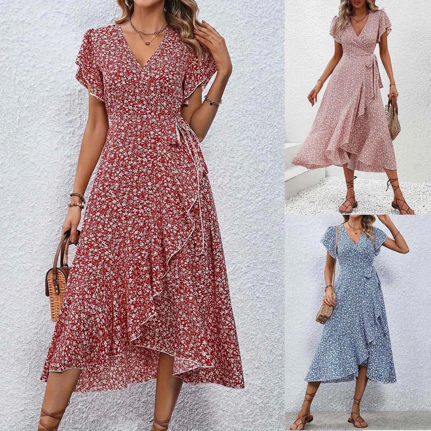 Women's Split Midi Floral Wrap Dress - The Clothing Company Sydney