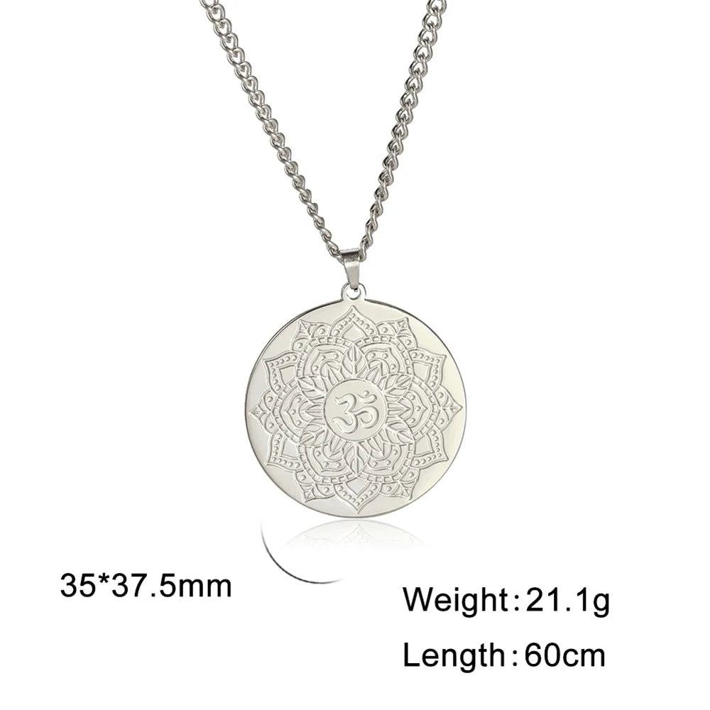 Yoga Lotus Om Aum Symbol Pendant Necklace Hindu Buddhist Stainless Steel Chain Meditation Spiritual Religious Jewellery The Clothing Company Sydney