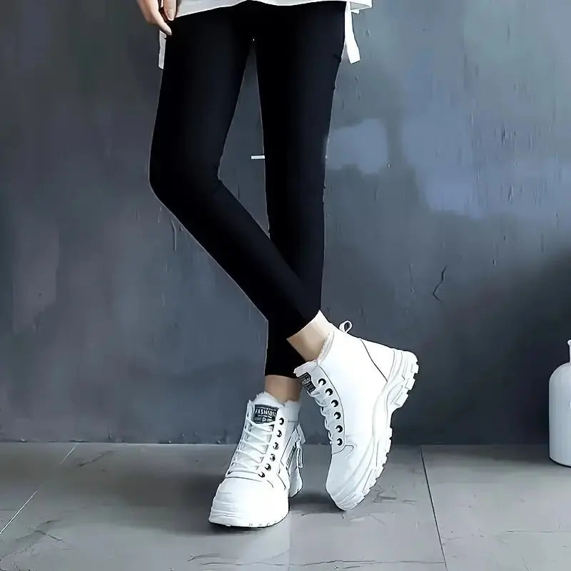 Women’s Winter High-Top Snow Boots – Warm Lace-Up Wedge Sneakers with Flannel Lining The Clothing Company Sydney