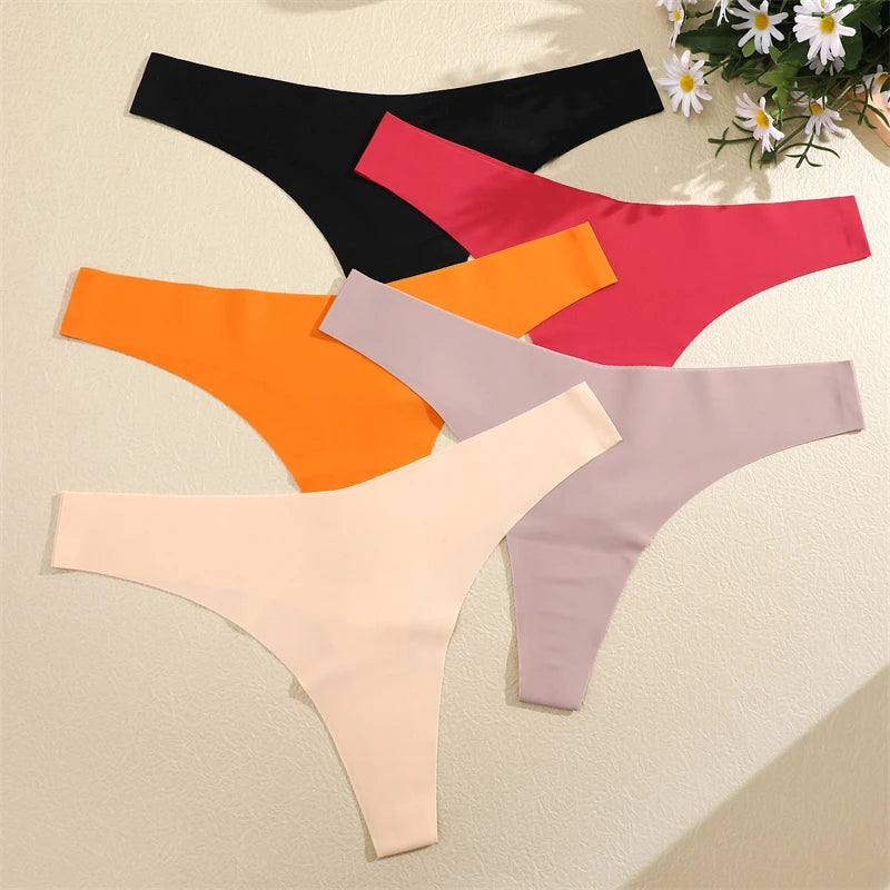 3 Pack Women Ice Silk Seamless Underpants Panties V-Waist Sport Thongs Low Rise Breathable G-string Underwear - The Clothing Company Sydney